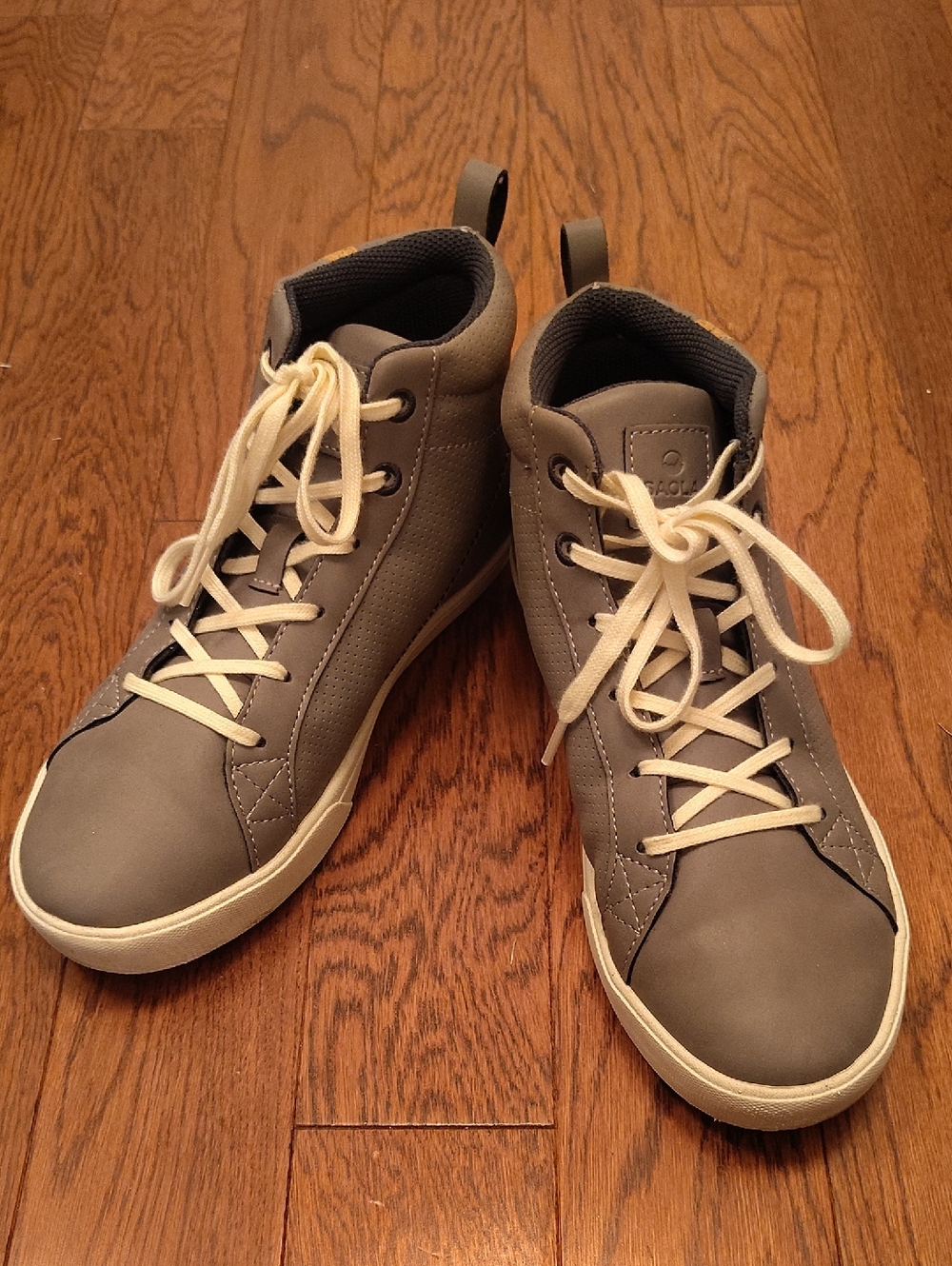 Women's Gray Lace-Up Ankle Booties with Cream Laces